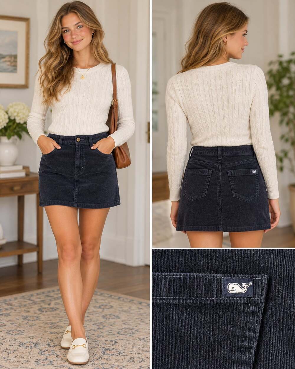 Vineyard Vines Corduroy Skirt Navy Blue Size 8